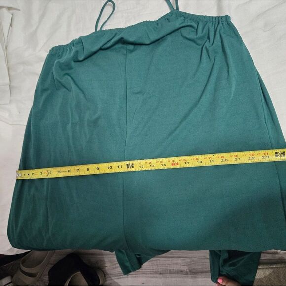 Green  Loose Wide Leg Spaghetti Strap Long Romper Jumpsuit Size XL - Picture 9 of 11